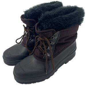 Sorel Vintage Kaufman Boots Faux Fur Trim Insulated Black Maroon Purple Womens 9
